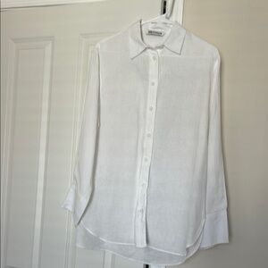 Zara Classic White Linen Shirt, XS